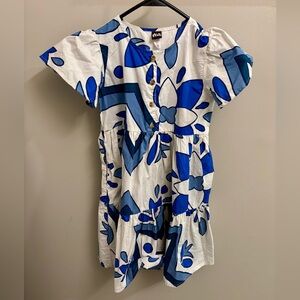 Tea Collection Blue and White Floral Kids Dress Girls 7 Spring Floral Cotton